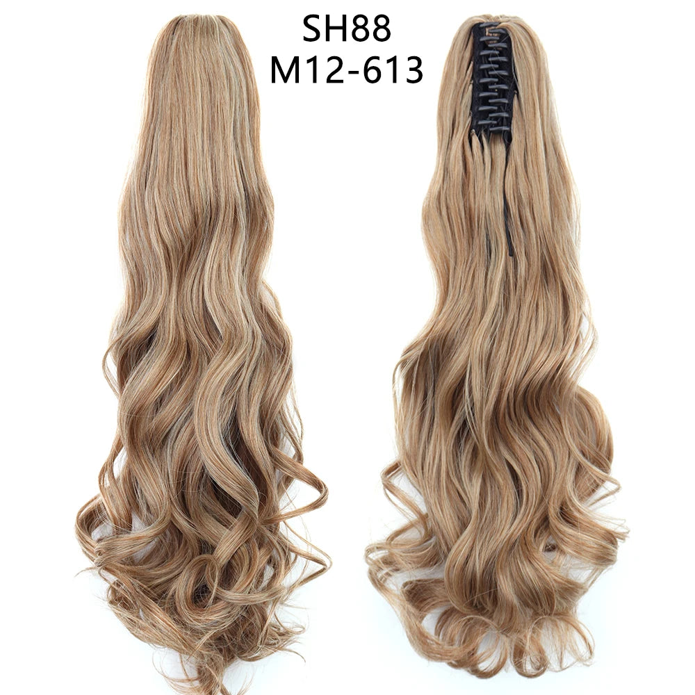 22" Heat Resistant Wavy Claw Clip Ponytail Extension in Golden Black Hair accessories in USA. Bride accessories in USA. Bridal hair accessories in USA. Kids hair accessories in USA. Girls hair accessories. Hair products. Beautiful hair accessories.45489533059308