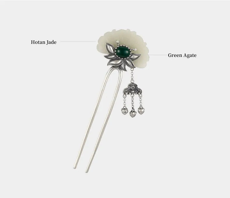 S925 Sterling Silver Hairpin Lotus Elegance Sterling Silver Hairpin