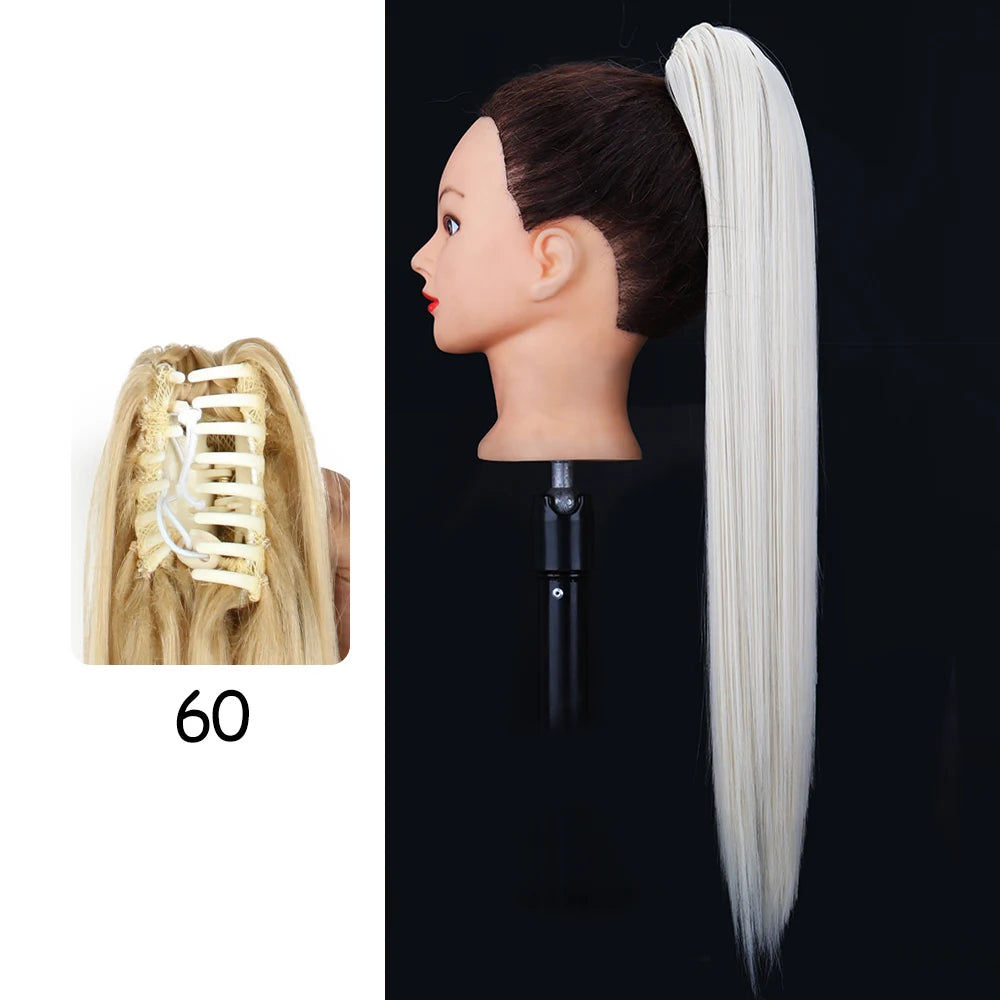 Gilded Waves Glamour: 24-Inch Long Wavy Claw Clip-On Ponytail Extension - Blonde Elegance. Hair accessories in USA. Bride accessories in USA. Bridal hair accessories in USA. Kids hair accessories in USA. Girls hair accessories. Hair products. Beautiful hair accessories.