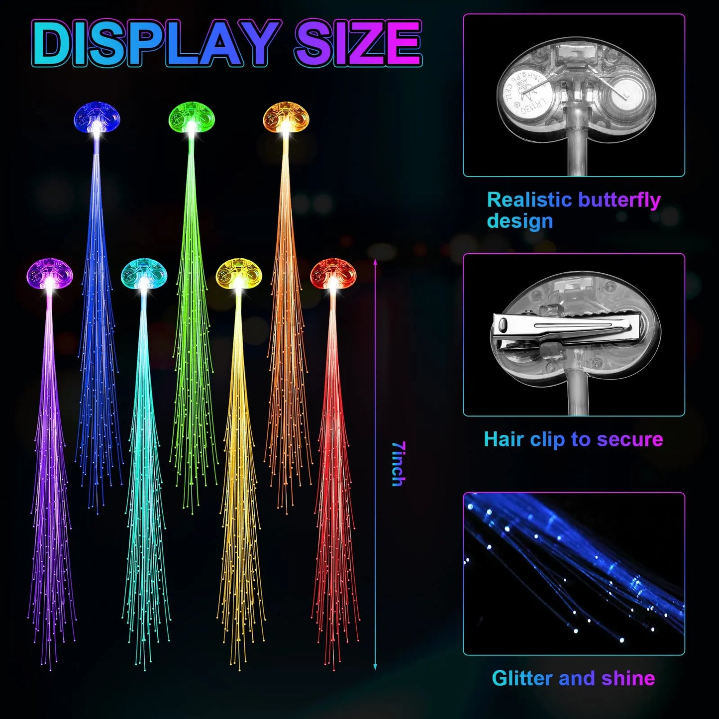 GlowGalore Halloween Sparkle Set: 20-100 LED Fiber Optic Hairlights. Hair accessories in USA. Bride accessories in USA. Bridal hair accessories in USA. Kids hair accessories in USA. Girls hair accessories. Hair products. Beautiful hair accessories.