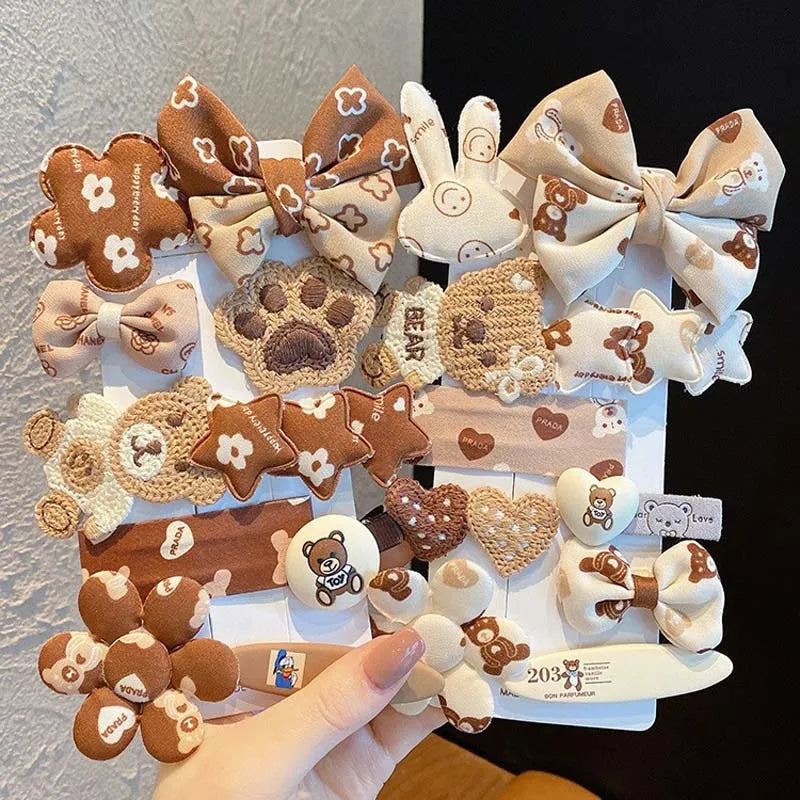 Brown Bear Cuties: Cartoon Hair Accessories Set for Girls and Kids. Hair accessories in USA. Bride accessories in USA. Bridal hair accessories in USA. Kids hair accessories in USA. Girls hair accessories. Hair products. Beautiful hair accessories.