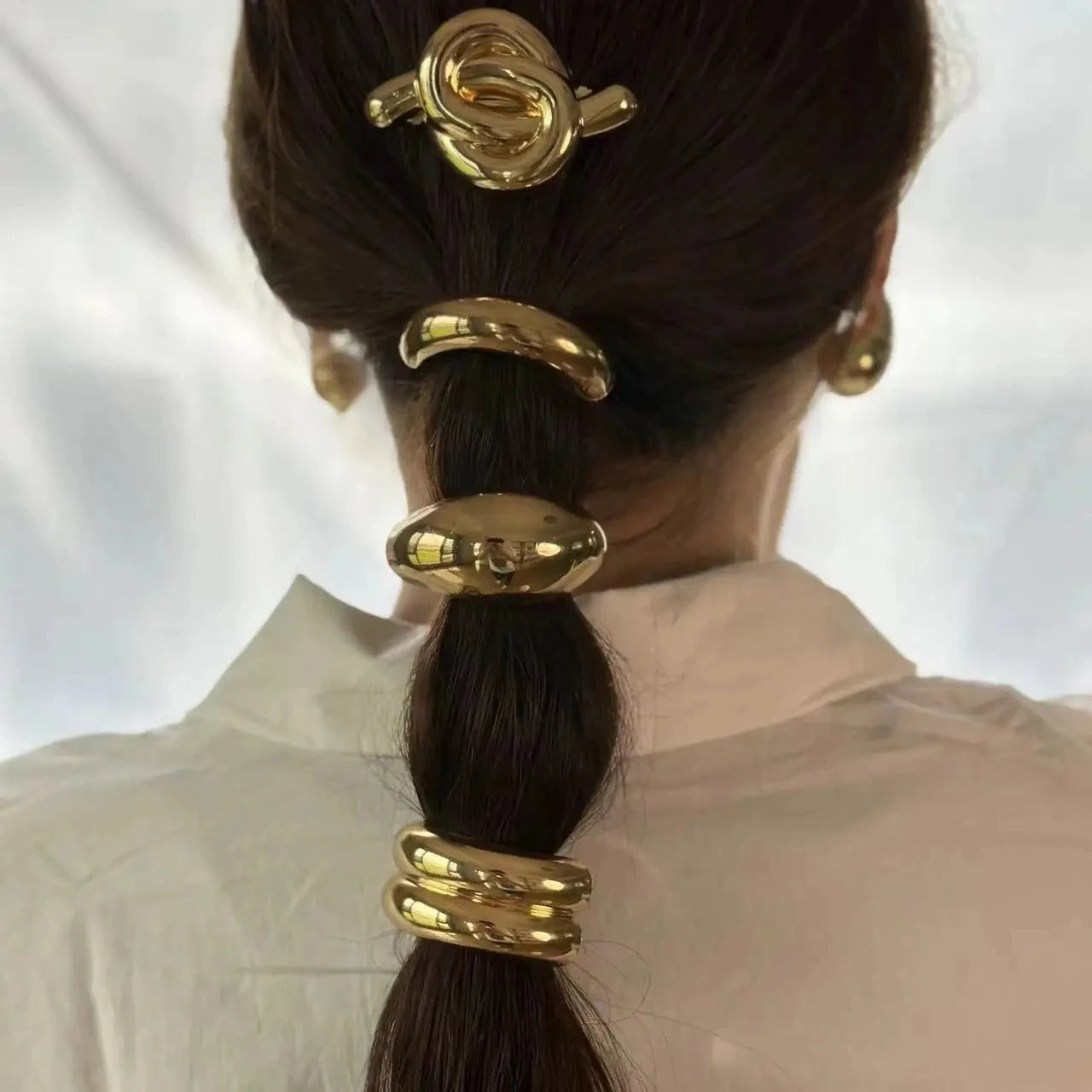 Irregular Elegance Double-Layer Metal Hair Bands & Elastic Hairpins