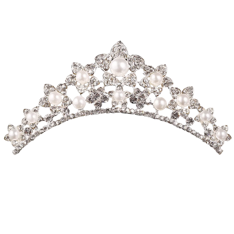 Majestic Dreams: Handcrafted Rhinestone & Pearl Princess Tiara