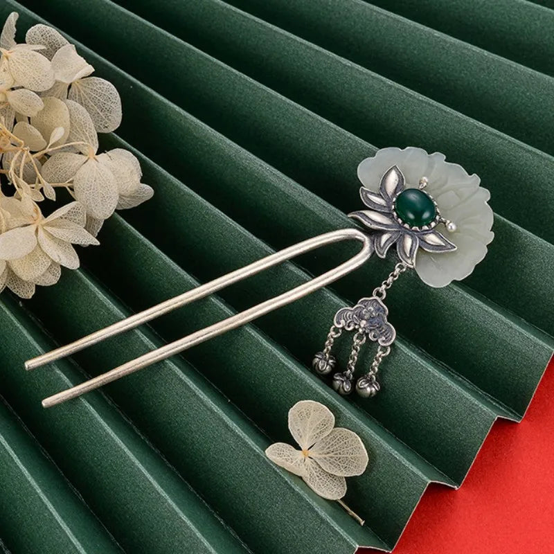 S925 Sterling Silver Hairpin Lotus Elegance Sterling Silver Hairpin