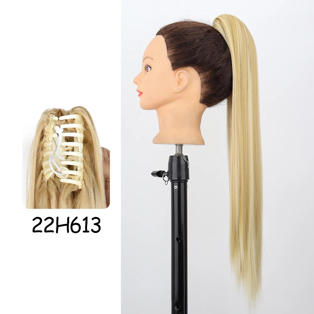 Gilded Waves Glamour: 24-Inch Long Wavy Claw Clip-On Ponytail Extension - Blonde Elegance. Hair accessories in USA. Bride accessories in USA. Bridal hair accessories in USA. Kids hair accessories in USA. Girls hair accessories. Hair products. Beautiful hair accessories.