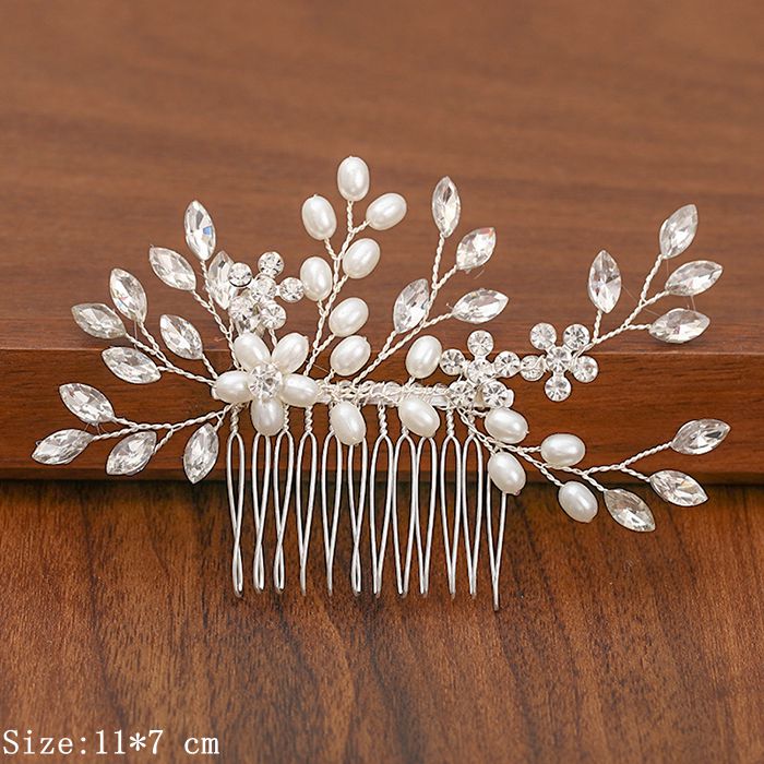 Shimmering Silver Pearl and Rhinestone Hair Combs. Wedding bridal hair combs. Wedding bridal hair accessory.