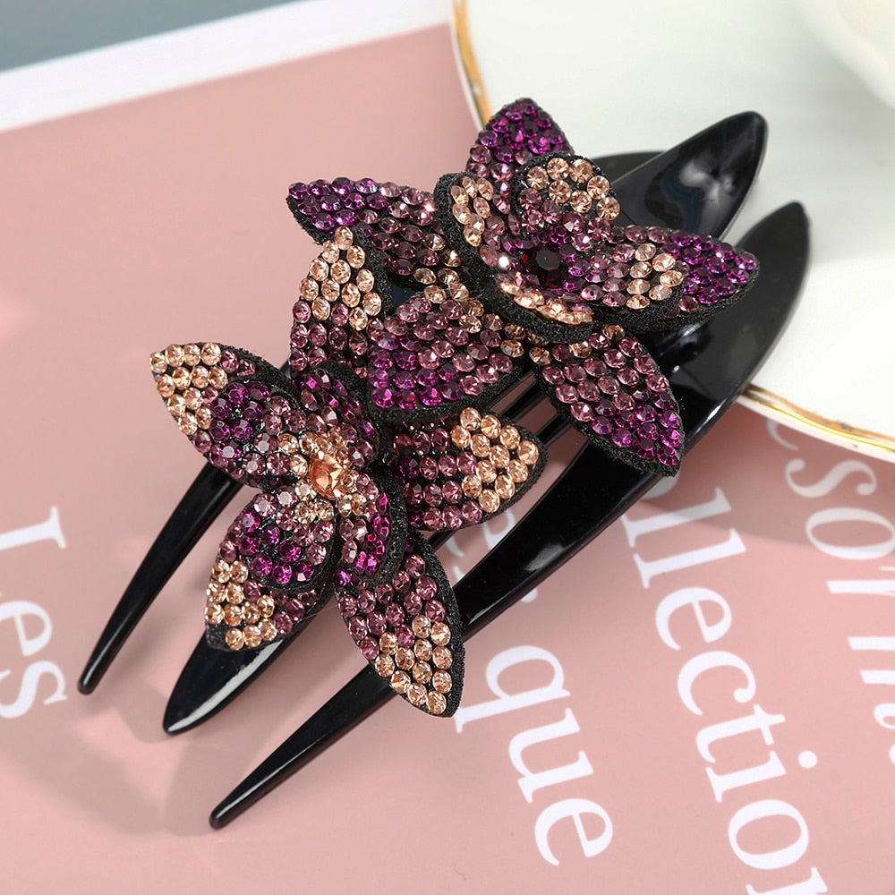 Retro Glam Rhinestone Hairpins. Hair accessories in USA. Bride accessories in USA. Bridal hair accessories in USA. Kids hair accessories in USA. Girls hair accessories. Hair products. Beautiful hair accessories.