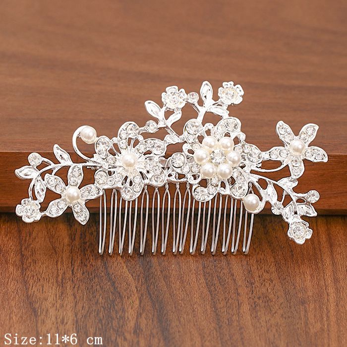 Shimmering Silver Pearl and Rhinestone Hair Combs. Wedding bridal hair combs. Wedding bridal hair accessory.