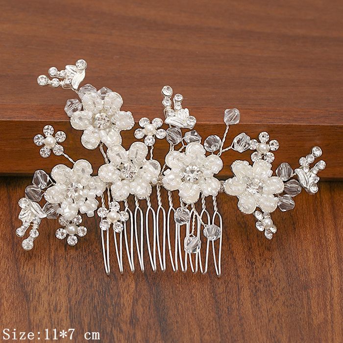 Shimmering Silver Pearl and Rhinestone Hair Combs. Wedding bridal hair combs. Wedding bridal hair accessory.