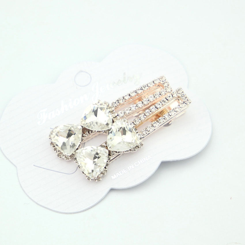 Crystal Bow Sparkle Hairpin: Korean Retro Zircon Word Edge Clip