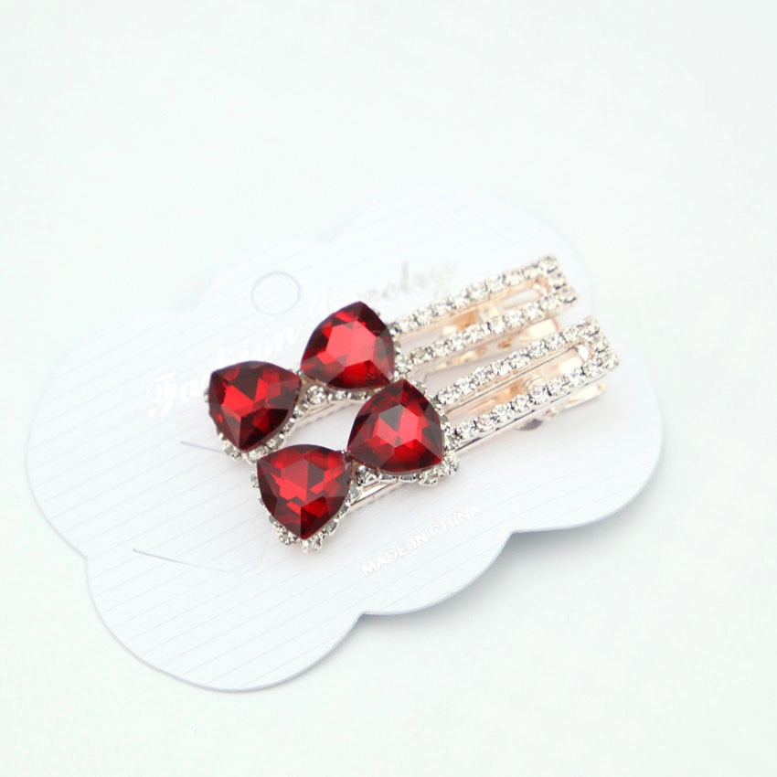 Crystal Bow Sparkle Hairpin: Korean Retro Zircon Word Edge Clip