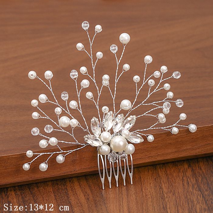 Shimmering Silver Pearl and Rhinestone Hair Combs. Wedding bridal hair combs. Wedding bridal hair accessory.