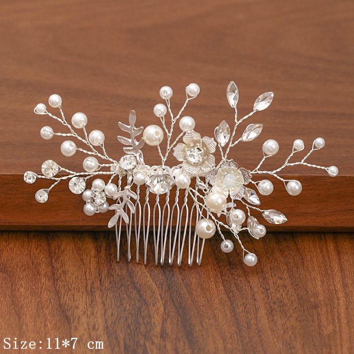 Shimmering Silver Pearl and Rhinestone Hair Combs. Wedding bridal hair combs. Wedding bridal hair accessory.