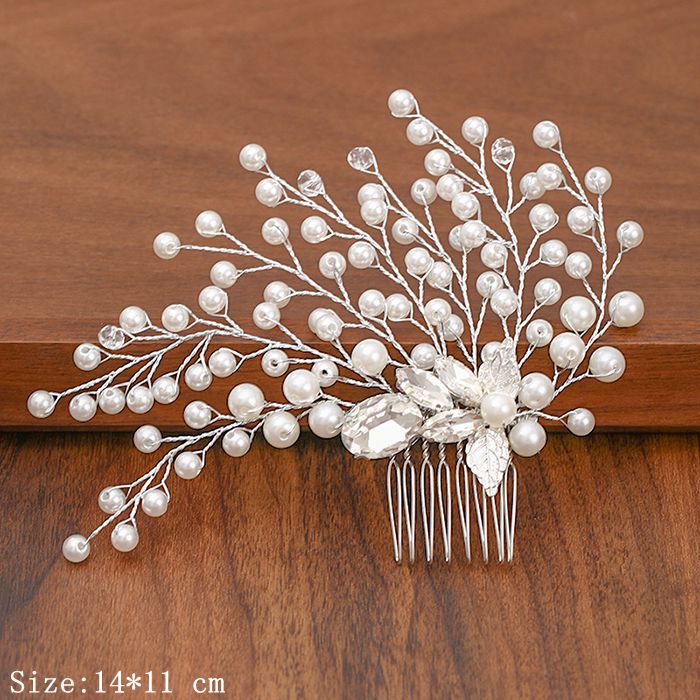 Shimmering Silver Pearl and Rhinestone Hair Combs. Wedding bridal hair combs. Wedding bridal hair accessory.