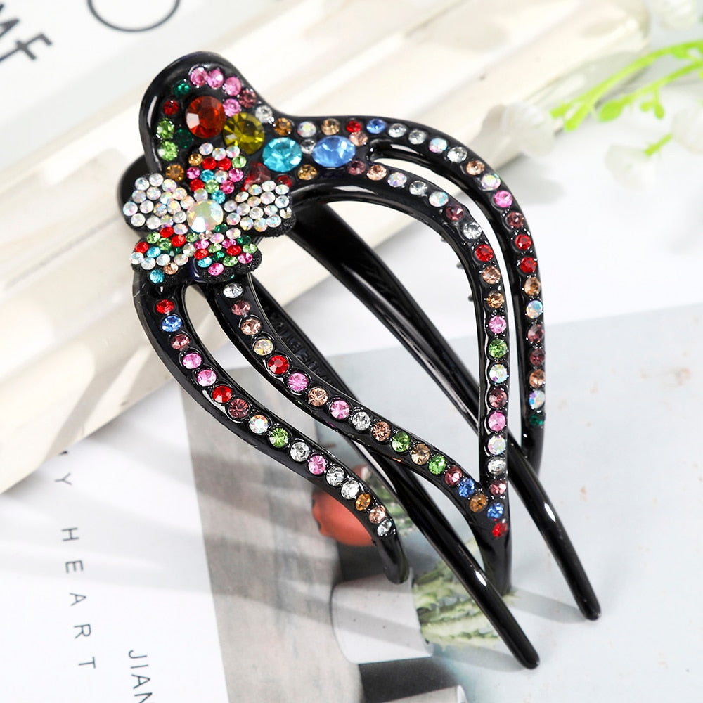 Retro Glam Rhinestone Hairpins. Hair accessories in USA. Bride accessories in USA. Bridal hair accessories in USA. Kids hair accessories in USA. Girls hair accessories. Hair products. Beautiful hair accessories.