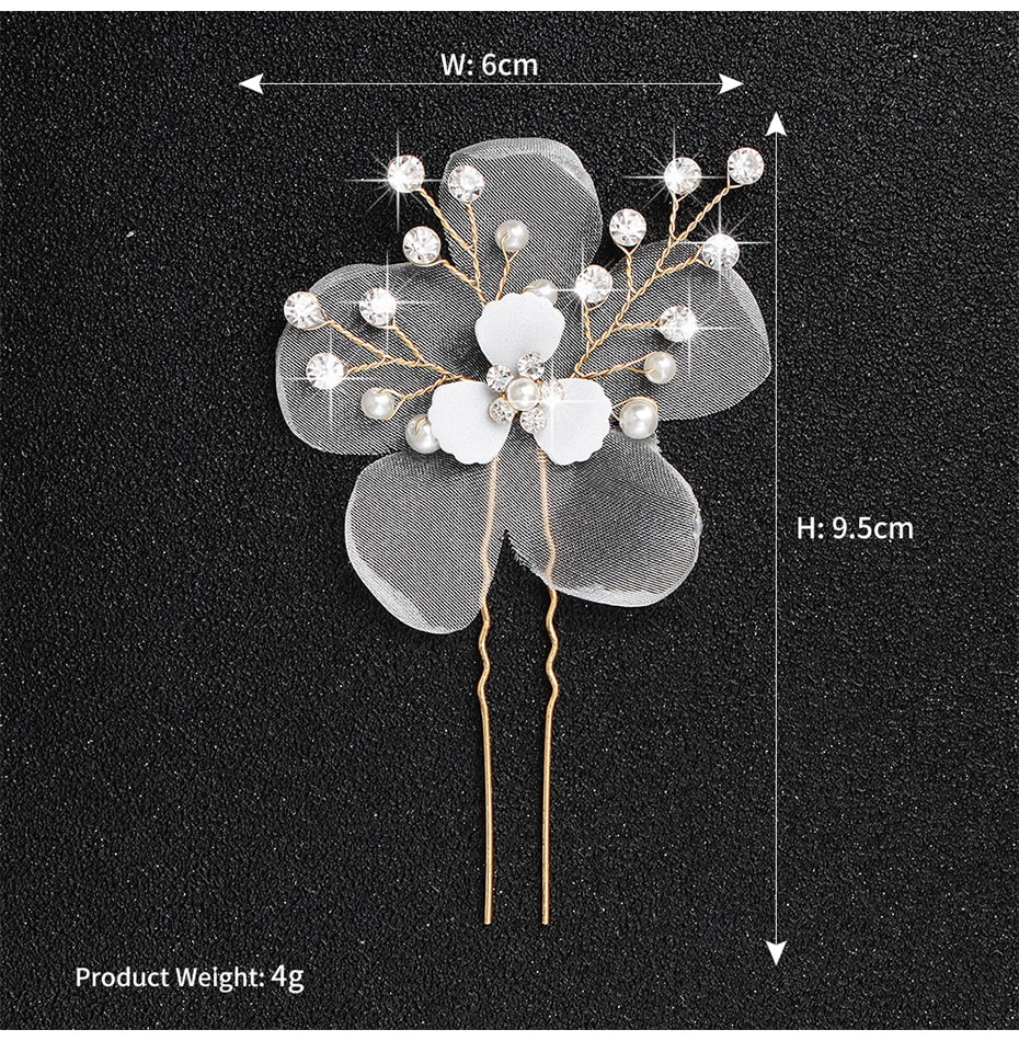 Crystal Blossom Hairpins - Handmade Wedding Hair Accessories