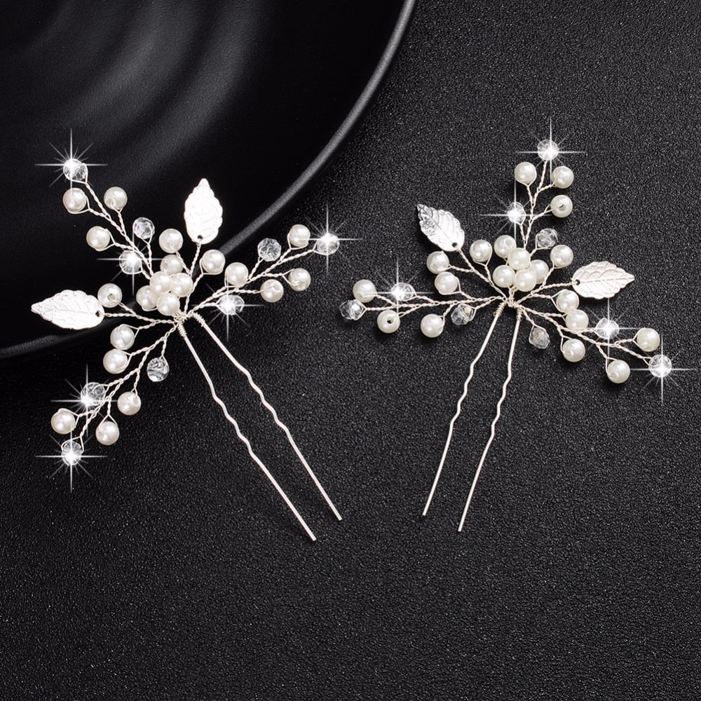 Crystal Blossom Hairpins - Handmade Wedding Hair Accessories