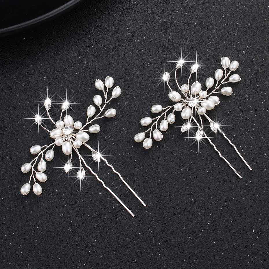 Crystal Blossom Hairpins - Handmade Wedding Hair Accessories