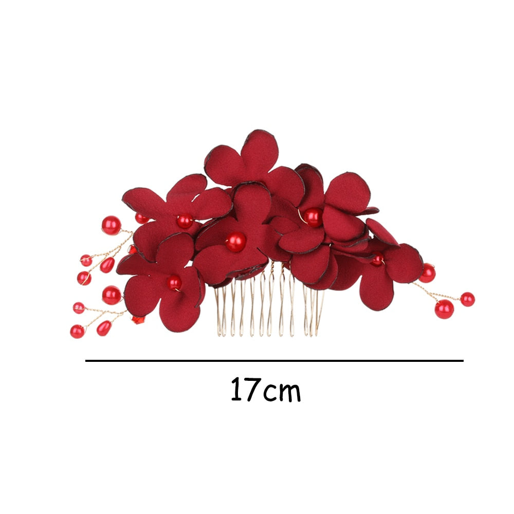 Scarlet Bloom Hair Comb - Crystal Bridal Hairpin for Wedding and Parties, Hairband for Your Special Day. Bridal Wedding hair accessory. Bridal hair Accessory. Wedding bridal hair combs. Hair accessories for brides. Hair accessories in USA. Bride accessories in USA. Bridal hair accessories in USA. Kids hair accessories in USA. Girls hair accessories. Hair products. Beautiful hair accessories.