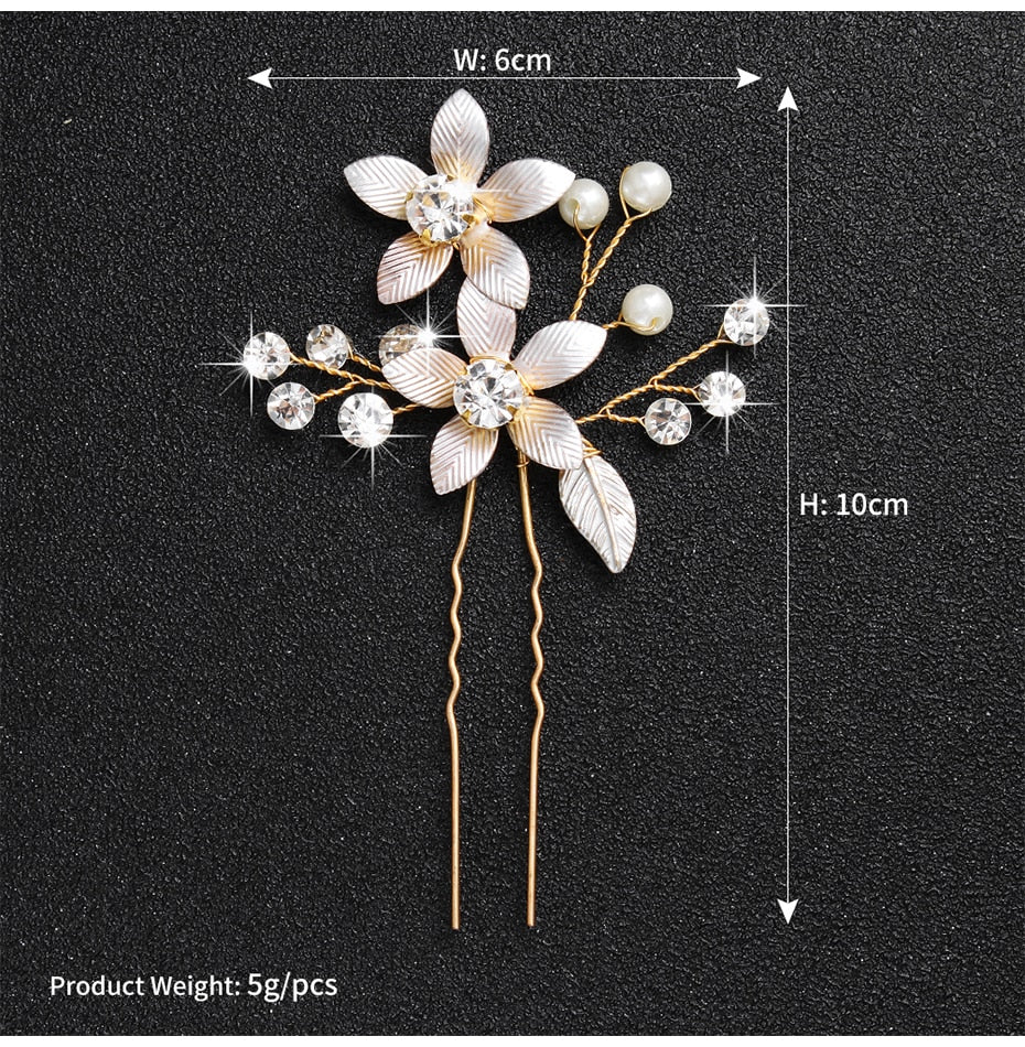 Crystal Blossom Hairpins - Handmade Wedding Hair Accessories