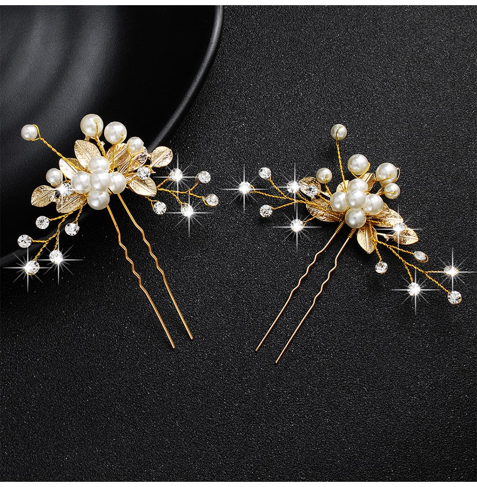 Crystal Blossom Hairpins - Handmade Wedding Hair Accessories