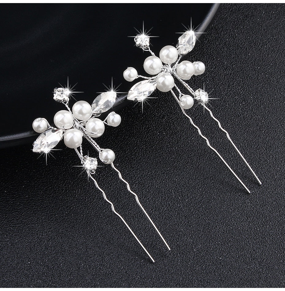 Crystal Blossom Hairpins - Handmade Wedding Hair Accessories