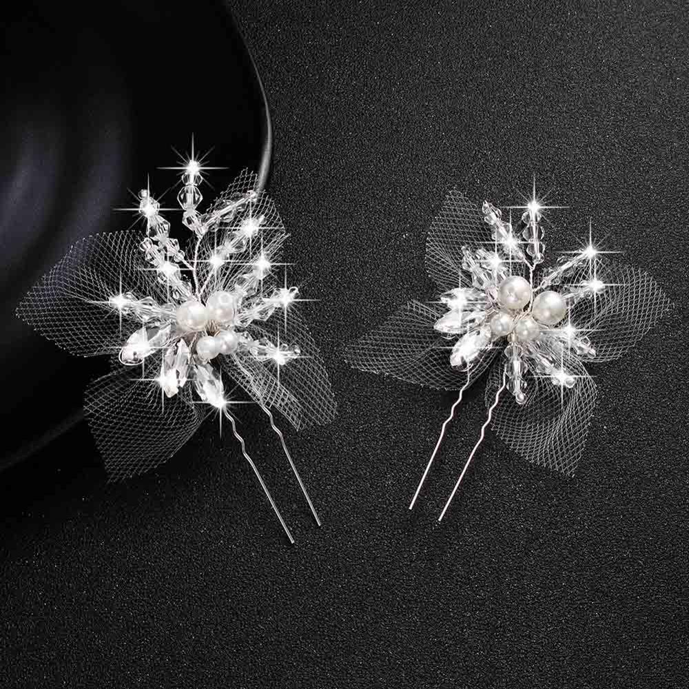 Crystal Blossom Hairpins - Handmade Wedding Hair Accessories