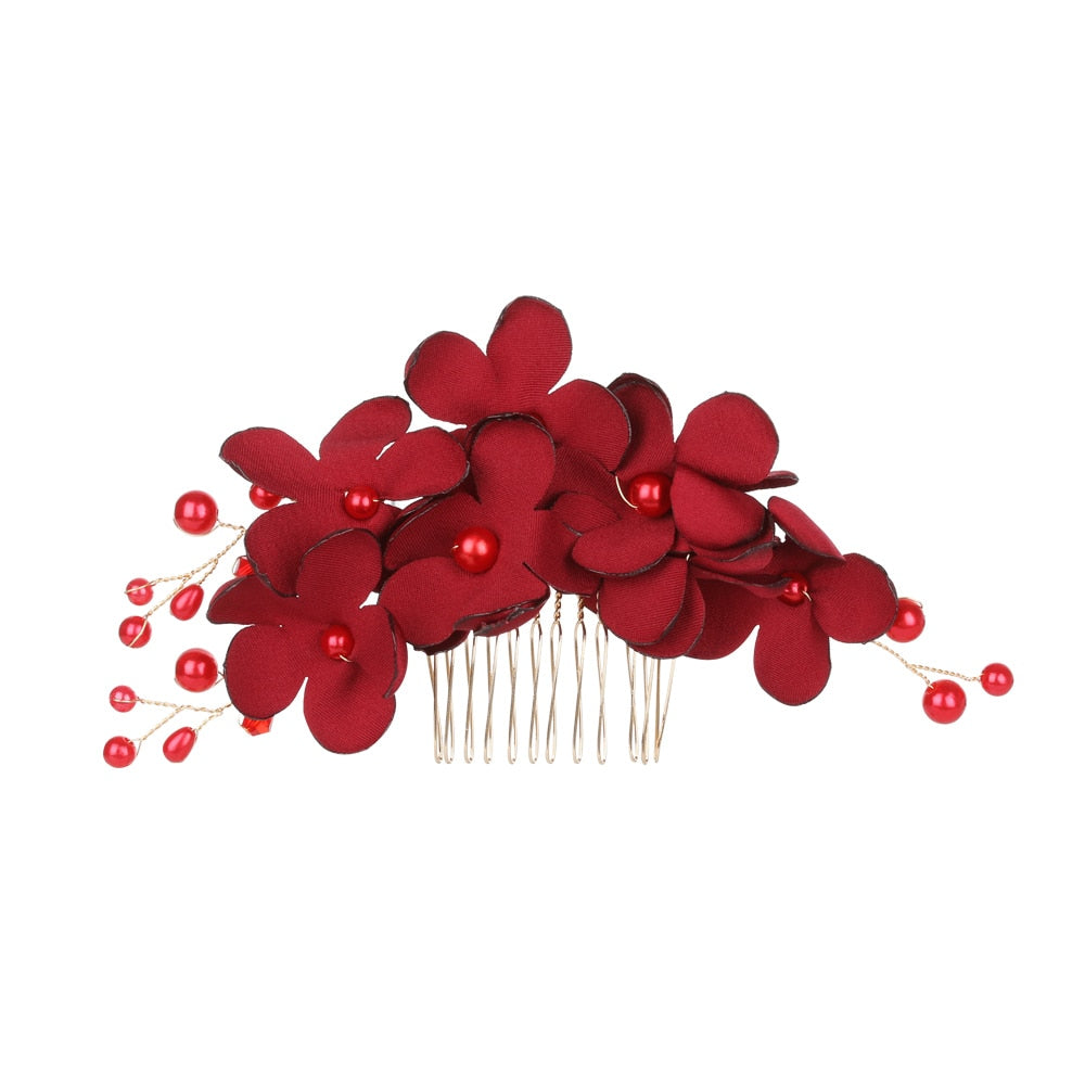 Scarlet Bloom Hair Comb - Crystal Bridal Hairpin for Wedding and Parties, Hairband for Your Special Day. Bridal Wedding hair accessory. Bridal hair Accessory. Wedding bridal hair combs. Hair accessories for brides. Hair accessories in USA. Bride accessories in USA. Bridal hair accessories in USA. Kids hair accessories in USA. Girls hair accessories. Hair products. Beautiful hair accessories.