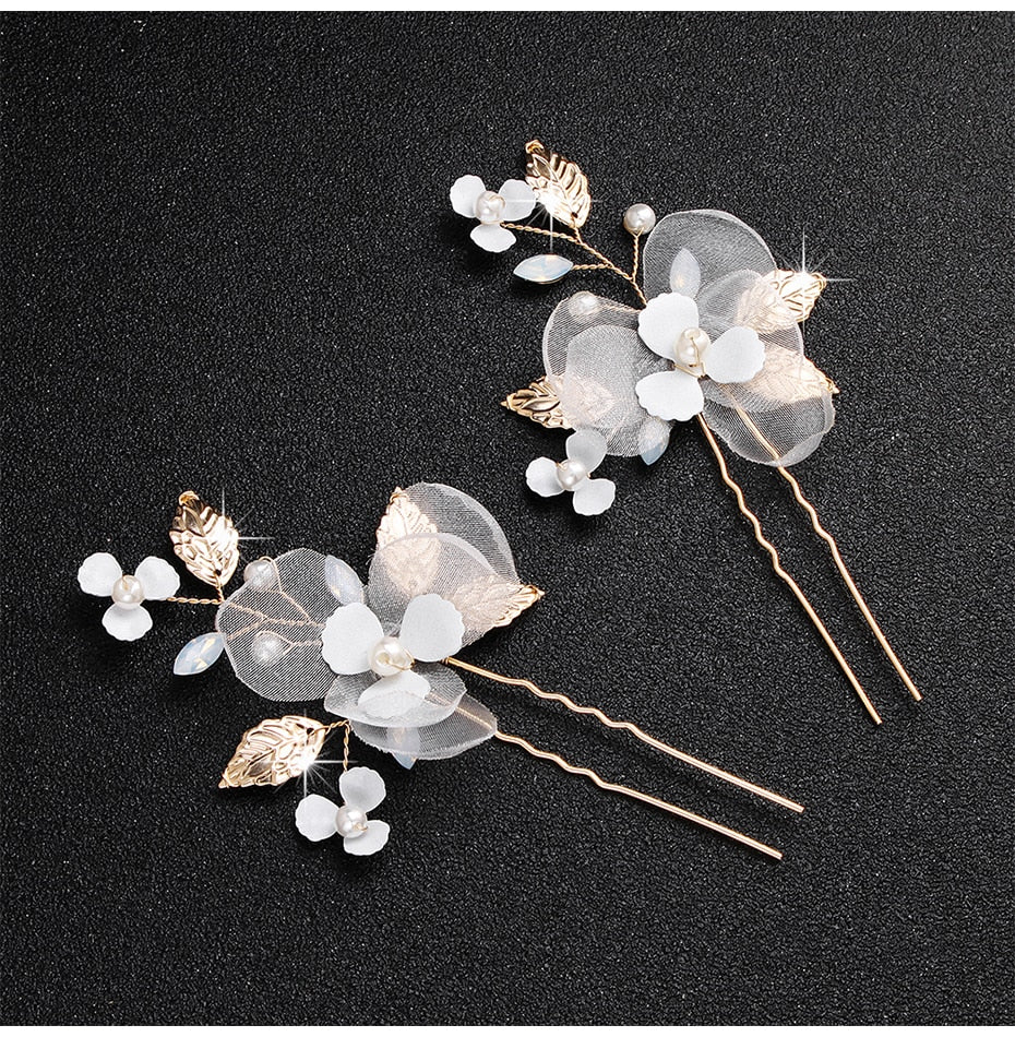 Crystal Blossom Hairpins - Handmade Wedding Hair Accessories