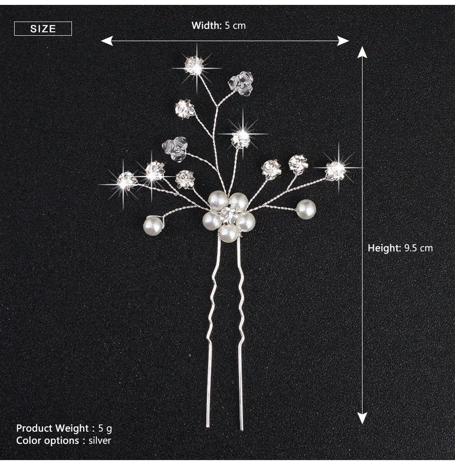 Crystal Blossom Hairpins - Handmade Wedding Hair Accessories