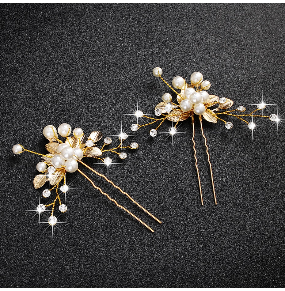 Crystal Blossom Hairpins - Handmade Wedding Hair Accessories