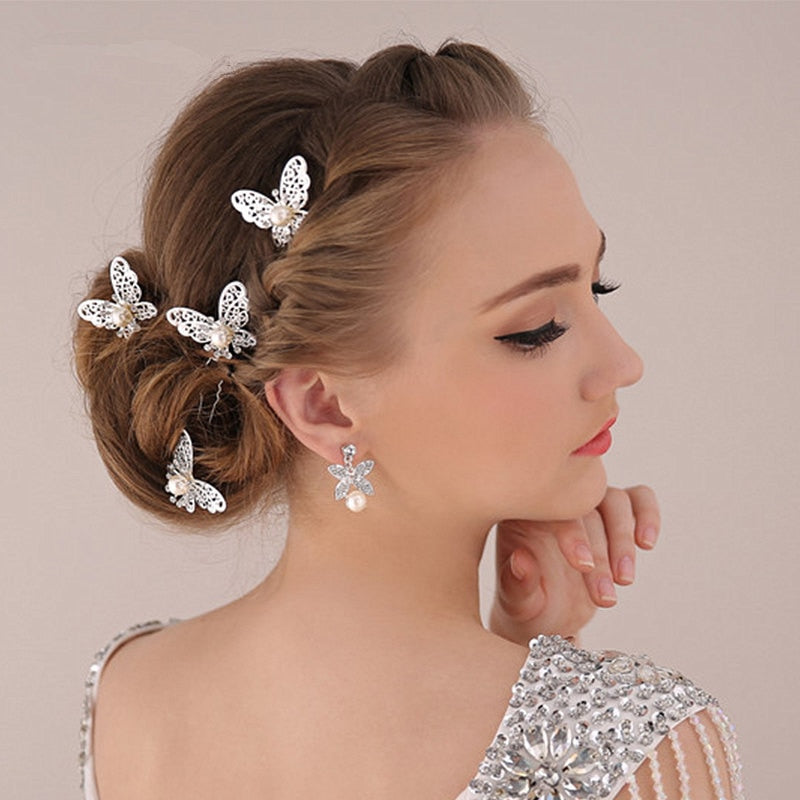 Radiant Pearl Butterfly Hairpins. Bridal Wedding hair accessory. Bridal hair Accessory. Wedding bridal hair combs. Hair accessories for brides. Hair accessories in USA. Bride accessories in USA. Bridal hair accessories in USA. Kids hair accessories in USA. Girls hair accessories. Hair products. Beautiful hair accessories.