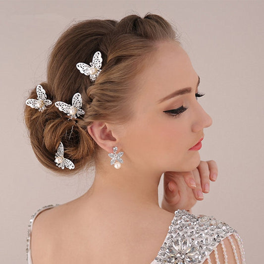 Radiant Pearl Butterfly Hairpins. Bridal Wedding hair accessory. Bridal hair Accessory. Wedding bridal hair combs. Hair accessories for brides. Hair accessories in USA. Bride accessories in USA. Bridal hair accessories in USA. Kids hair accessories in USA. Girls hair accessories. Hair products. Beautiful hair accessories.