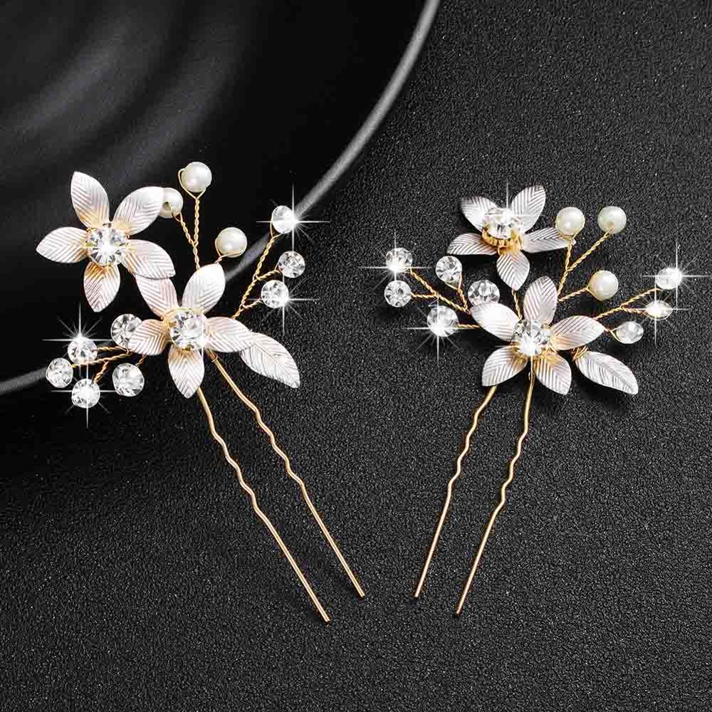 Crystal Blossom Hairpins - Handmade Wedding Hair Accessories