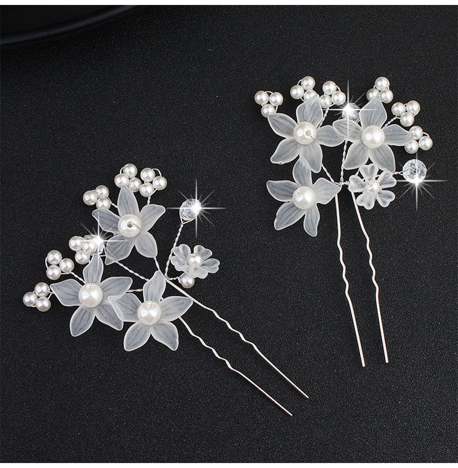 Crystal Blossom Hairpins - Handmade Wedding Hair Accessories