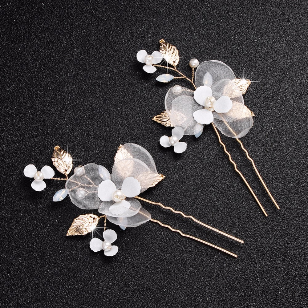 Crystal Blossom Hairpins - Handmade Wedding Hair Accessories