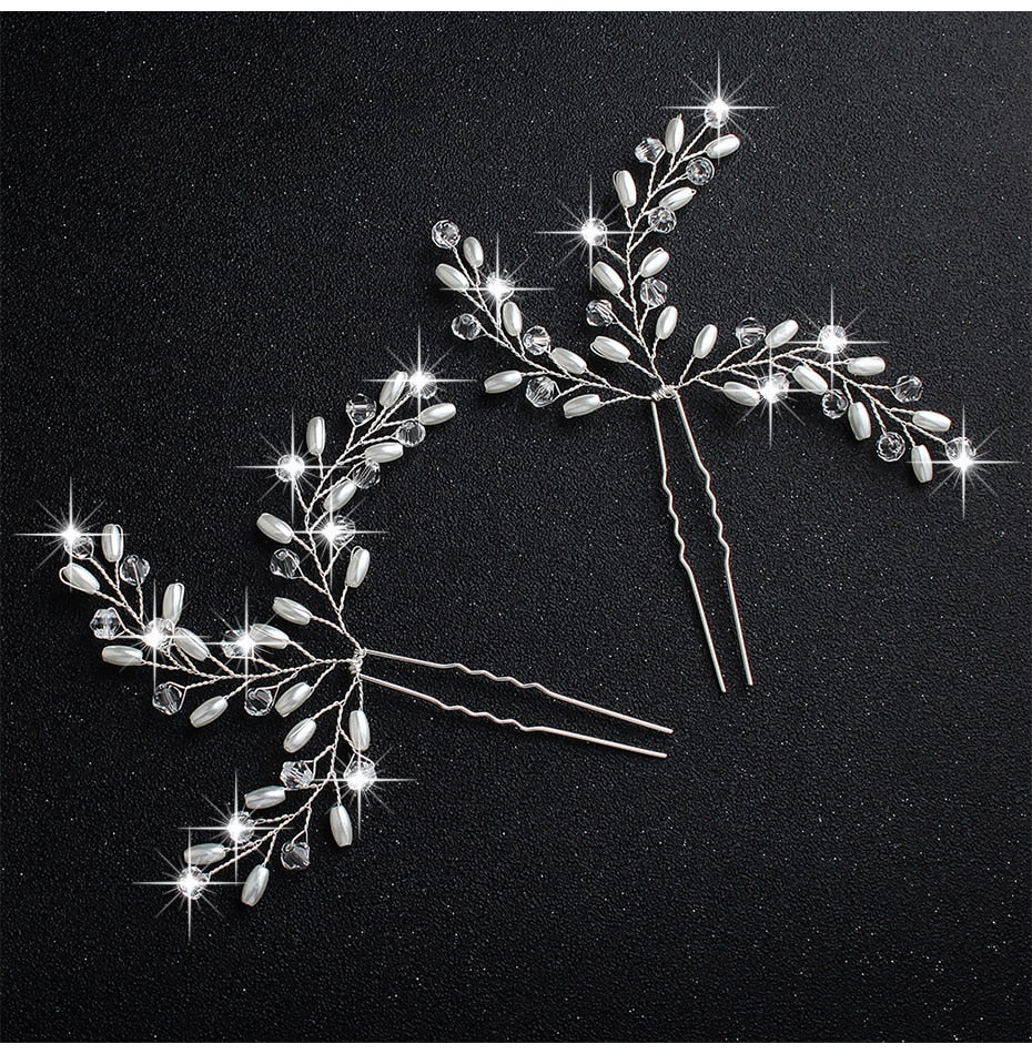 Crystal Blossom Hairpins - Handmade Wedding Hair Accessories