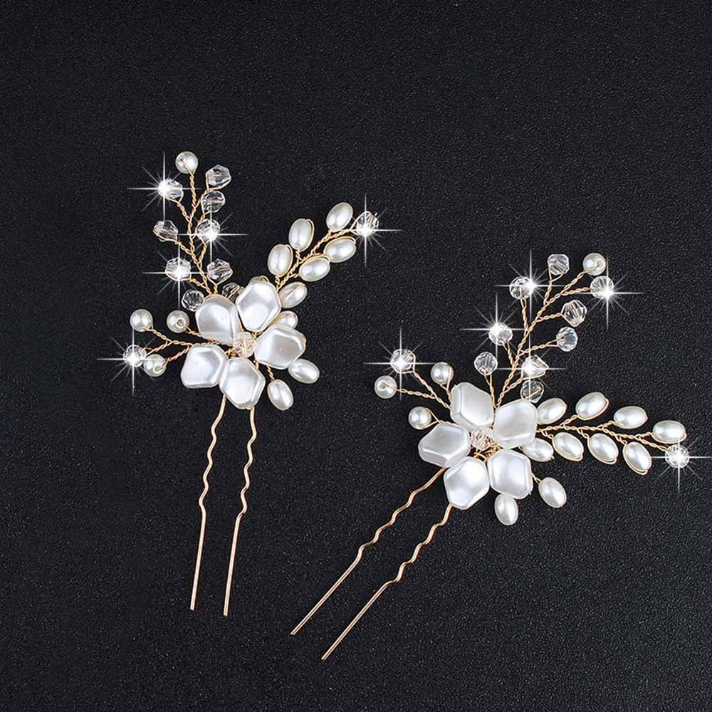 Crystal Blossom Hairpins - Handmade Wedding Hair Accessories