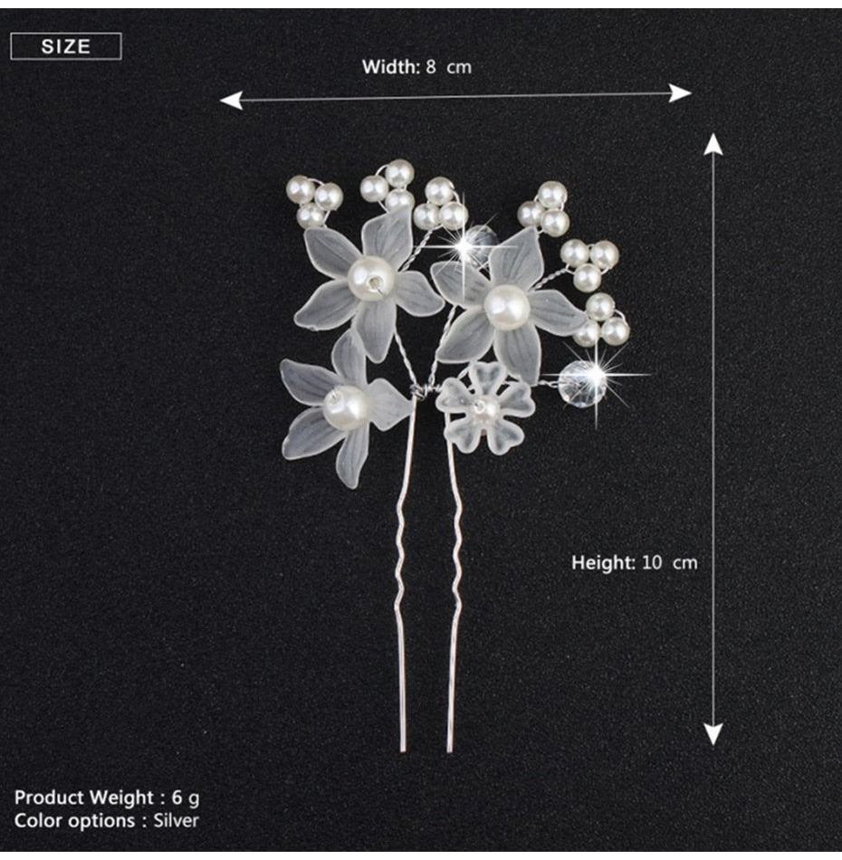 Crystal Blossom Hairpins - Handmade Wedding Hair Accessories