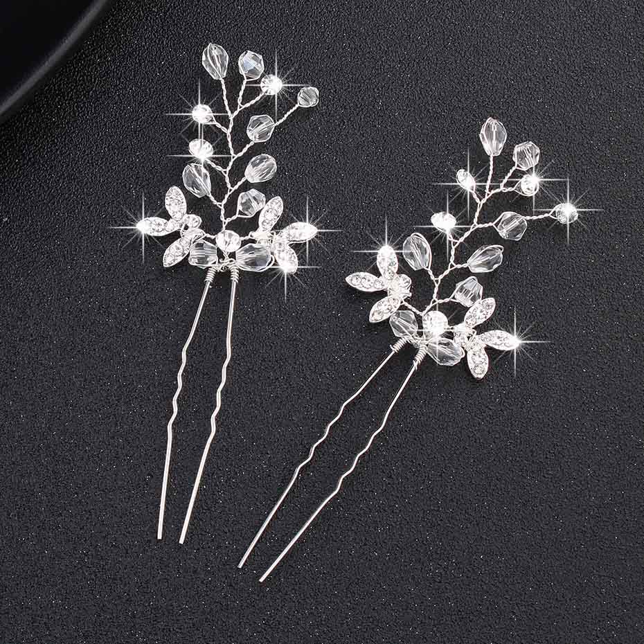 Crystal Blossom Hairpins - Handmade Wedding Hair Accessories