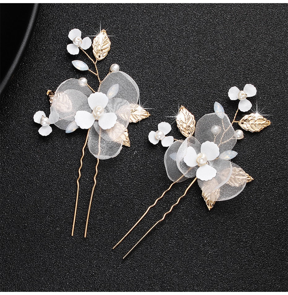 Crystal Blossom Hairpins - Handmade Wedding Hair Accessories