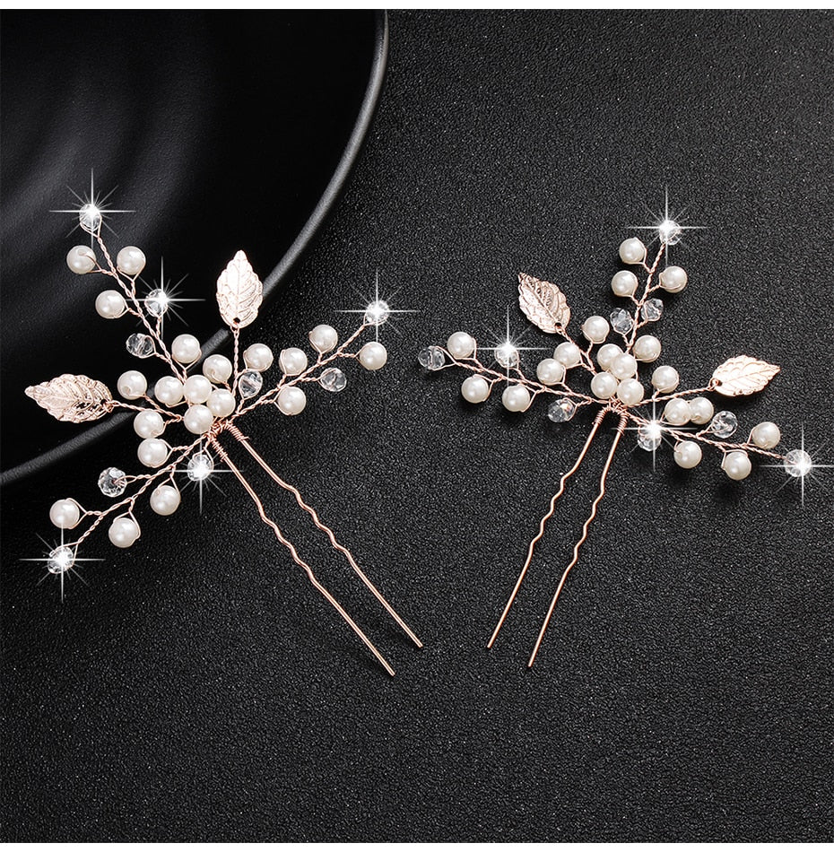 Crystal Blossom Hairpins - Handmade Wedding Hair Accessories