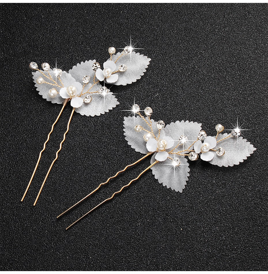 Crystal Blossom Hairpins - Handmade Wedding Hair Accessories