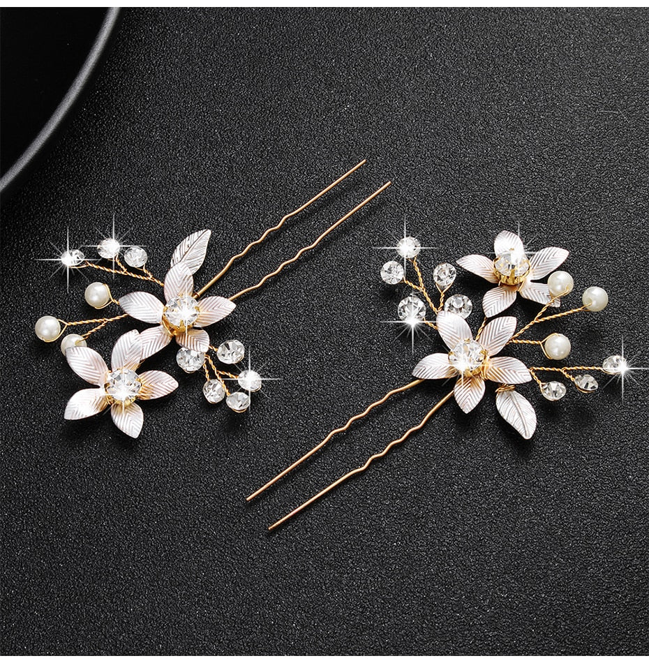 Crystal Blossom Hairpins - Handmade Wedding Hair Accessories