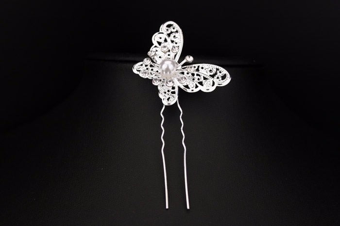 Radiant Pearl Butterfly Hairpins. Bridal Wedding hair accessory. Bridal hair Accessory. Wedding bridal hair combs. Hair accessories for brides. Hair accessories in USA. Bride accessories in USA. Bridal hair accessories in USA. Kids hair accessories in USA. Girls hair accessories. Hair products. Beautiful hair accessories.