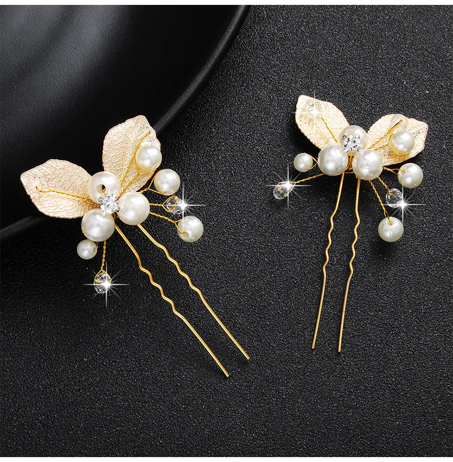 Crystal Blossom Hairpins - Handmade Wedding Hair Accessories