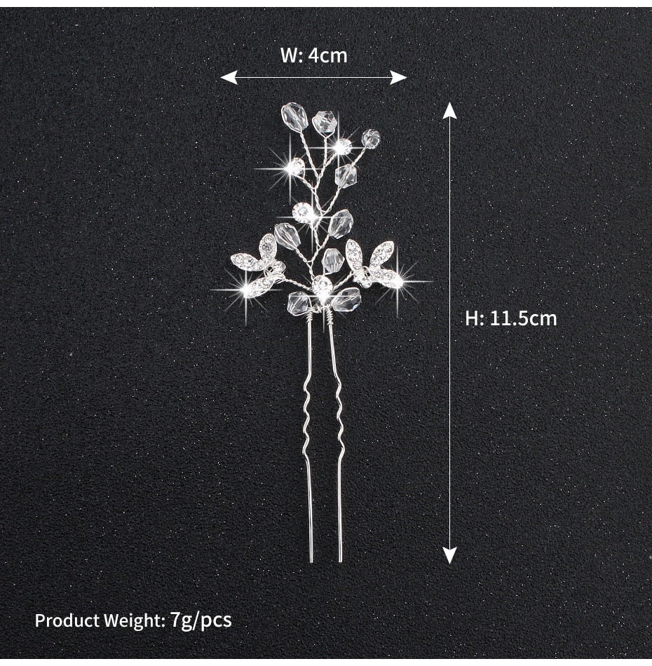 Crystal Blossom Hairpins - Handmade Wedding Hair Accessories