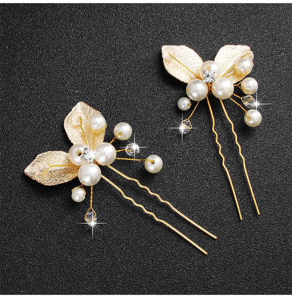 Crystal Blossom Hairpins - Handmade Wedding Hair Accessories