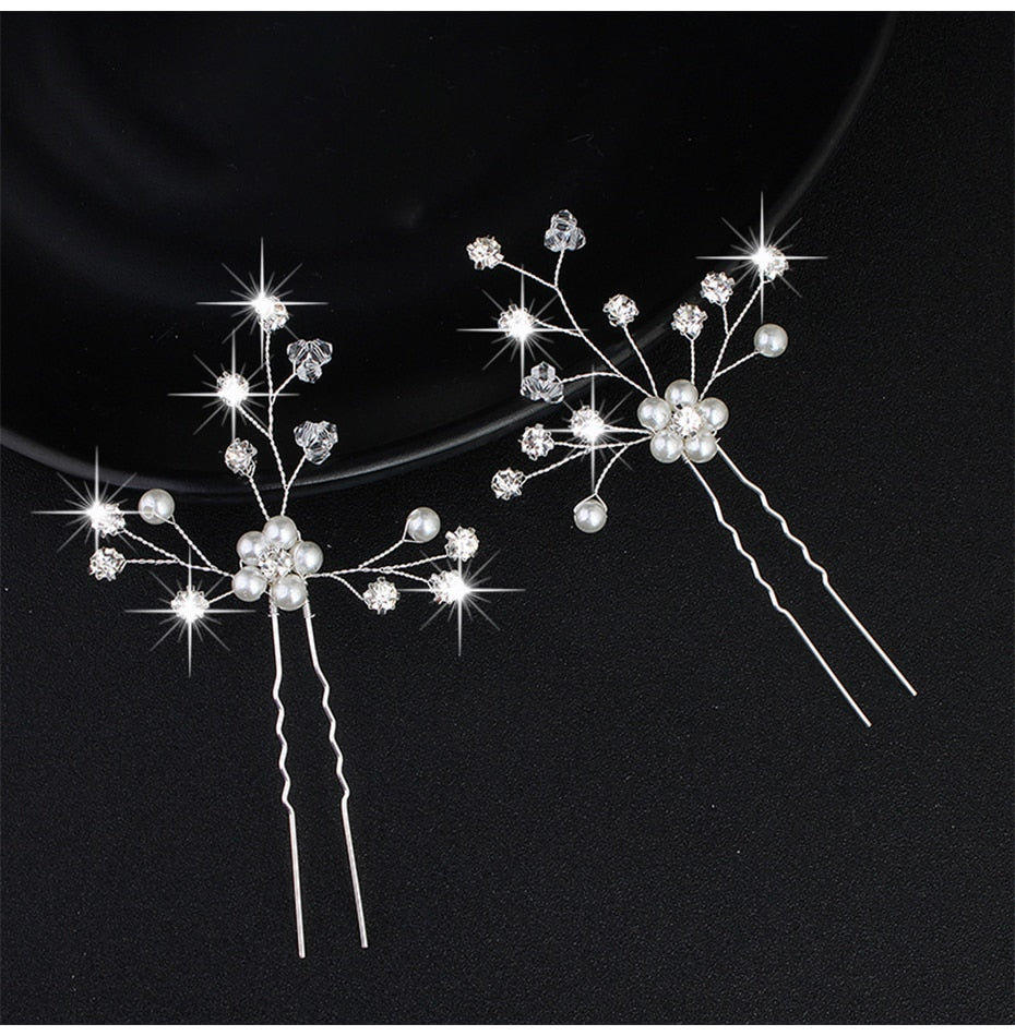 Crystal Blossom Hairpins - Handmade Wedding Hair Accessories