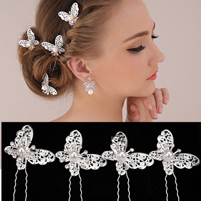 Radiant Pearl Butterfly Hairpins. Bridal Wedding hair accessory. Bridal hair Accessory. Wedding bridal hair combs. Hair accessories for brides. Hair accessories in USA. Bride accessories in USA. Bridal hair accessories in USA. Kids hair accessories in USA. Girls hair accessories. Hair products. Beautiful hair accessories.